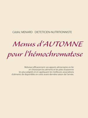 cover image of Menus d'automne pour l'hémochromatose